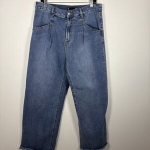 BBJ Los Angeles Jeans Wide Barrel Leg Denim 13‎ / 31 High Rise Raw Hem